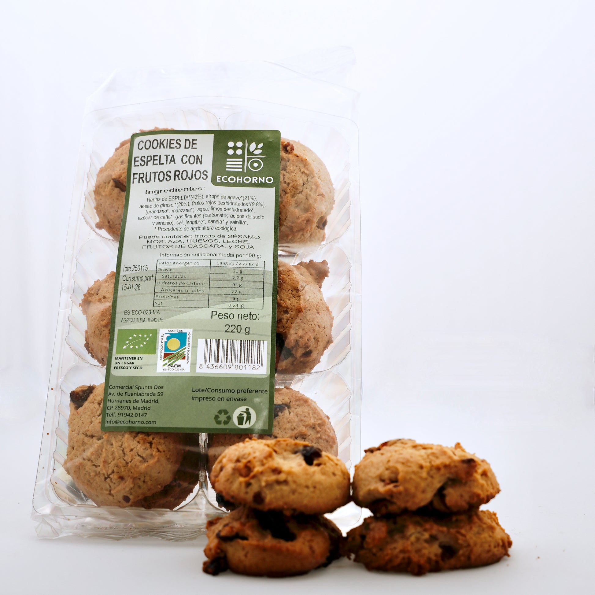 Cookies ecológicas de espelta con frutos rojos