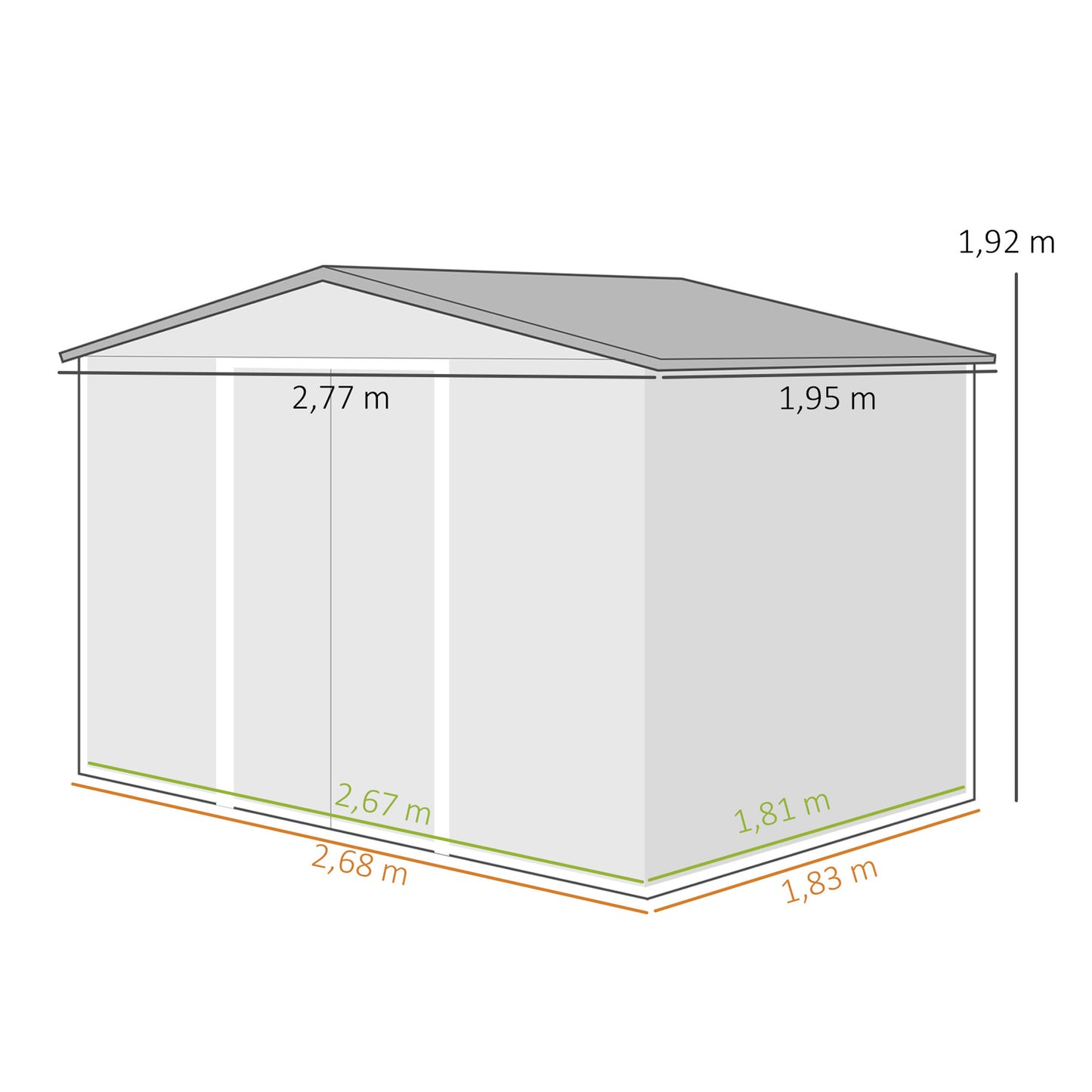 Outsunny Caseta De Jardín Exterior 4,9 M² 277x195x192 Cm Con Puerta Corredera_2