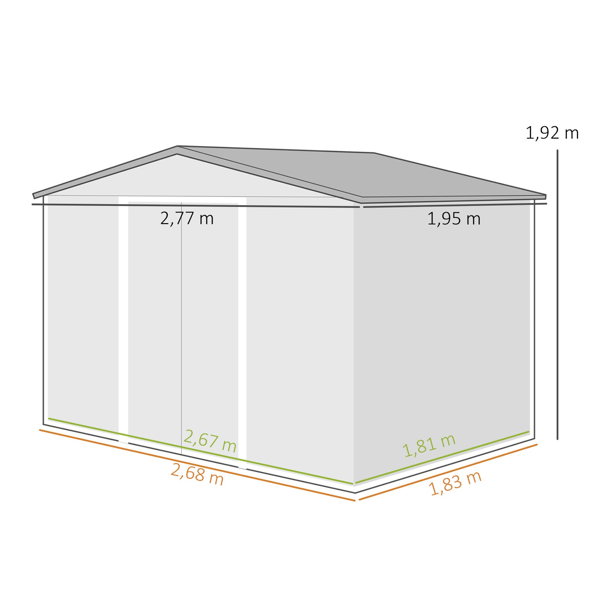 Outsunny Caseta De Jardín Exterior 4,9 M² 277x195x192 Cm Con Puerta Corredera_2