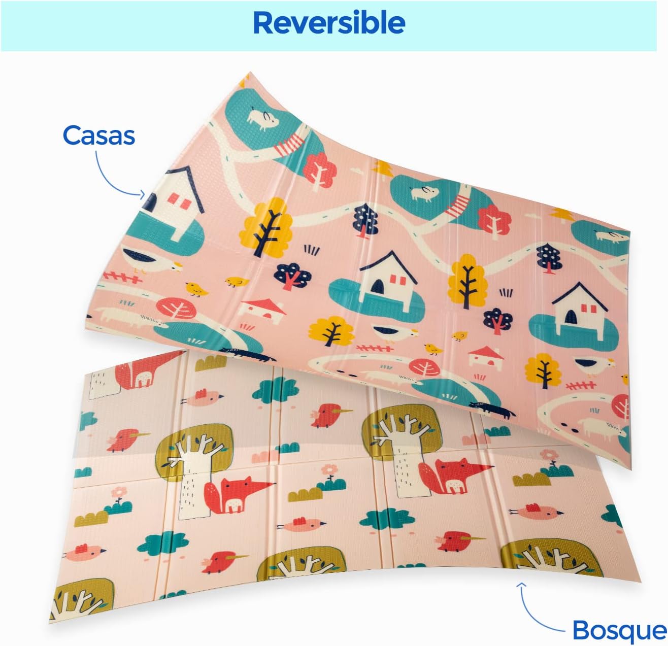 Alfombra Bebe, 1.5cm Grosor, Diseño Infantil, 200 X 180 Cm, Acolchada De Xpe, Reversible_1