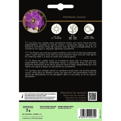 Semillas de flores comestibles de Alhelí Rocalba