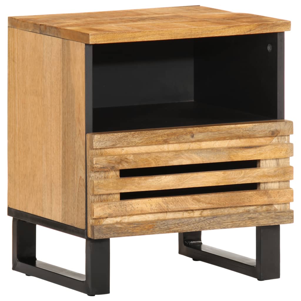 Mesitas De Noche 2 Uds Madera Maciza Mango Rugosa 40x34x46 Cm_0