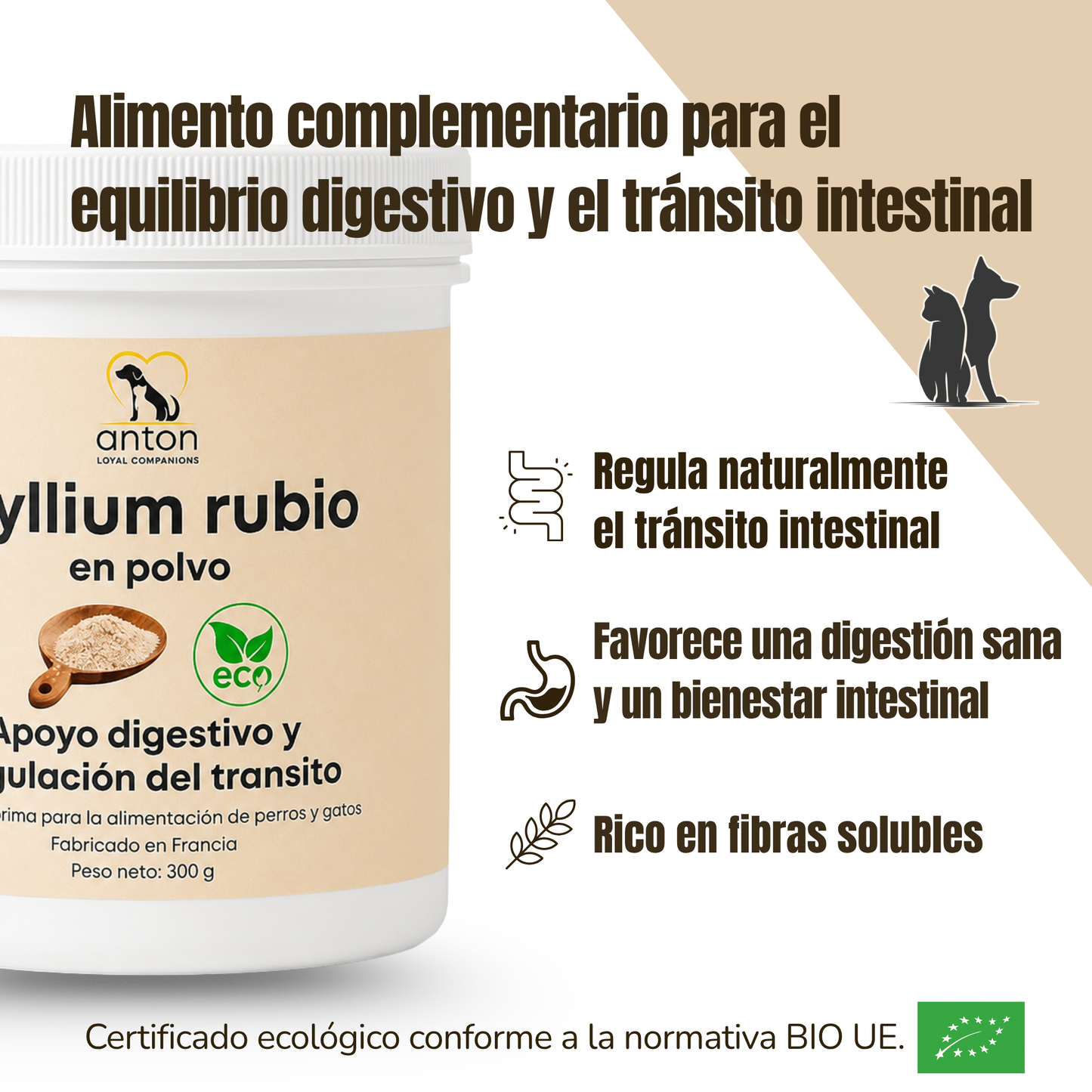 Psyllium ECO para perros y gatos – Tránsito intestinal – 300 g_1