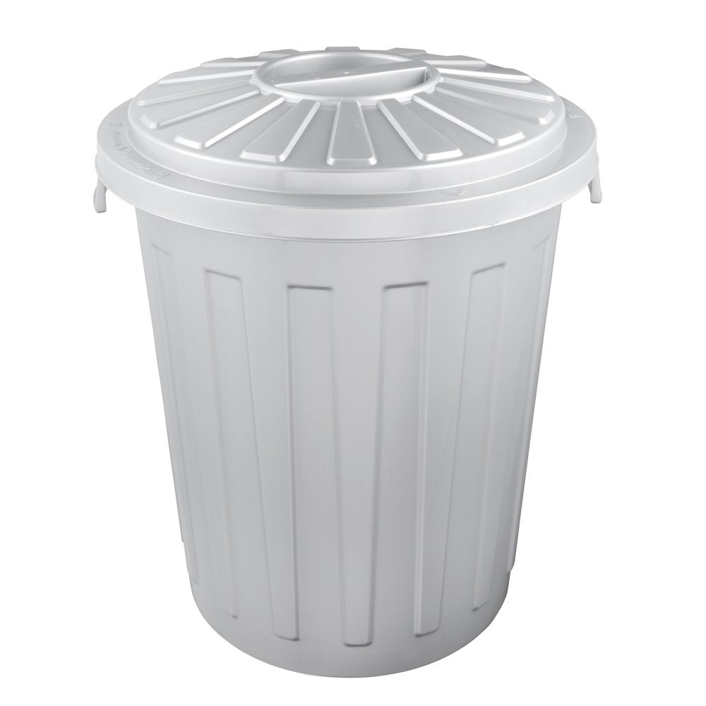 Cubo De Basura / Papelera Polivalente Con Tapa Cerrable, Grande, Plástico Resistente (pp), 23 L, Mats, Plateado