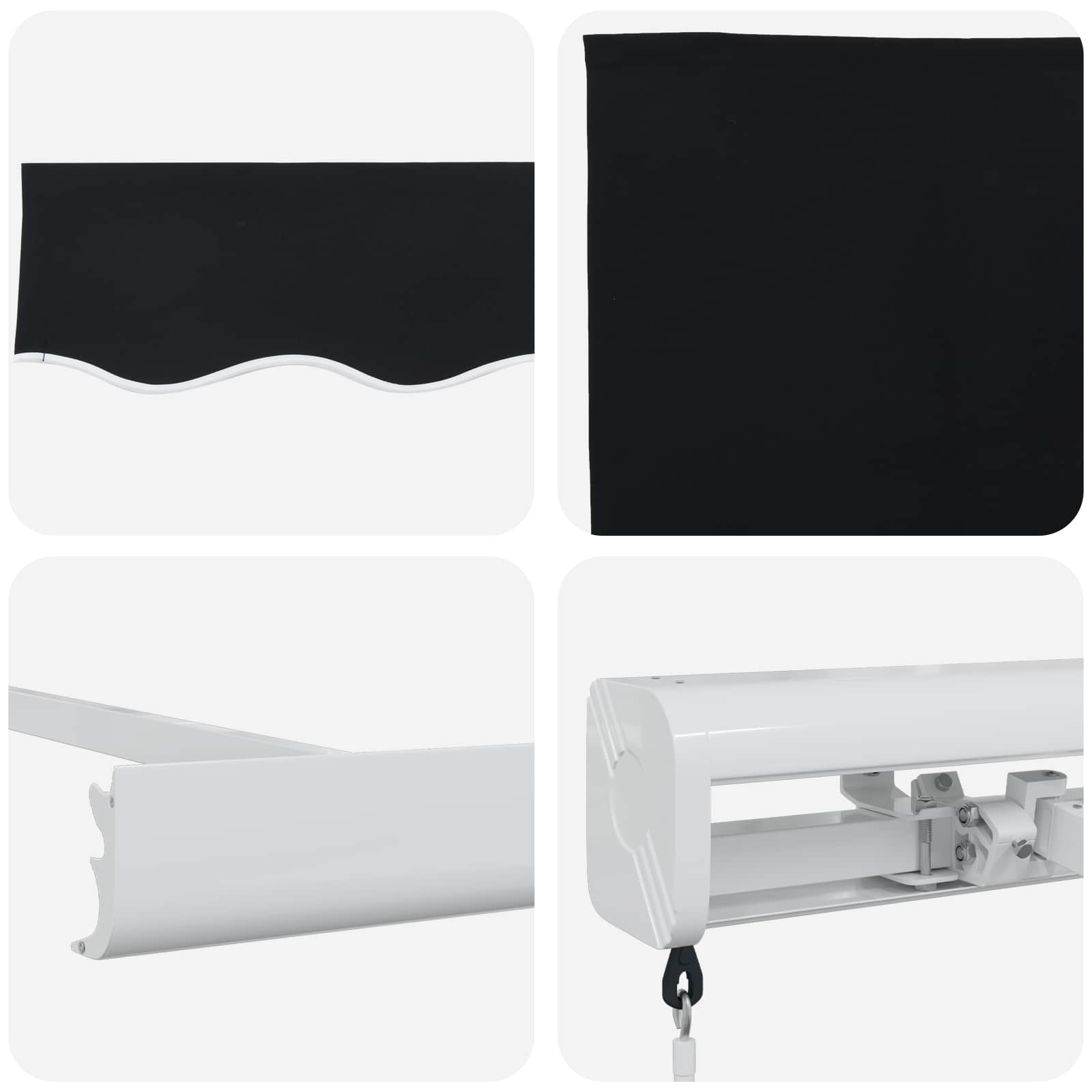 Toldo Retráctil Negro 350 X 250 Cm Lona Y Aluminio_3