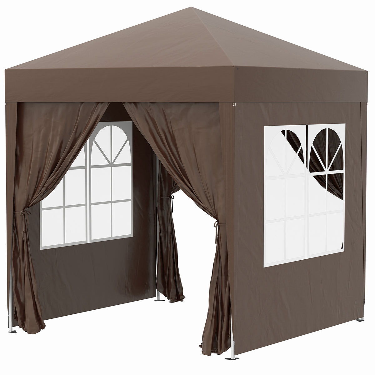 Carpa Plegable Outsunny Acero, Tela Oxford Marrón 200x200x240 Cm_0