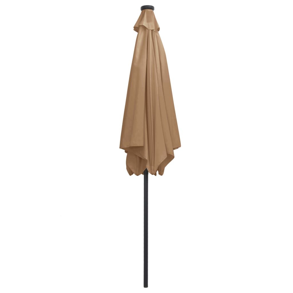 Vidaxl Sombrilla De Jardín Con Luces Led Palo De Aluminio Taupe 300 Cm_3