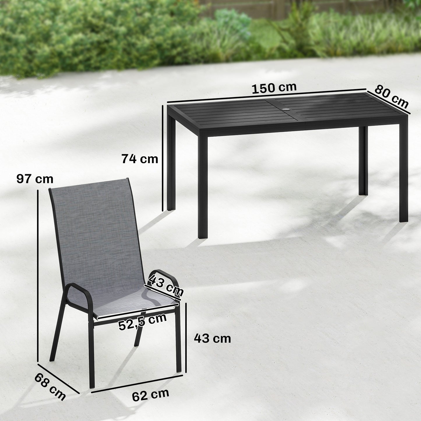 Outsunny Conjunto De Mesa Y Sillas Jardín De 7 Piezas Con Sillas Transpirables_2