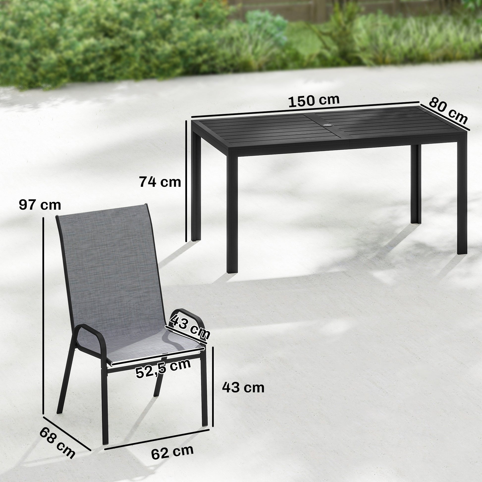 Outsunny Conjunto De Mesa Y Sillas Jardín De 7 Piezas Con Sillas Transpirables_2