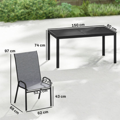Outsunny Conjunto De Mesa Y Sillas Jardín De 7 Piezas Con Sillas Transpirables_2