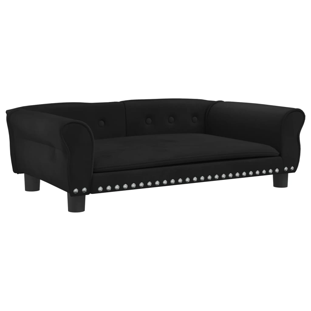 Cama Para Perros De Terciopelo Negro 95x55x30 Cm / Vetonek_1