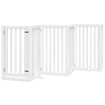 Vidaxl Puerta Para Perros Plegable 9 Paneles Madera Álamo Blanca 450cm_0