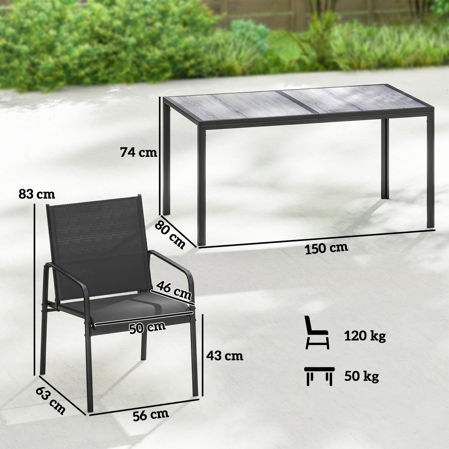 Outsunny Conjunto De Mesa Y Sillas Jardín De 7 Piezas_2