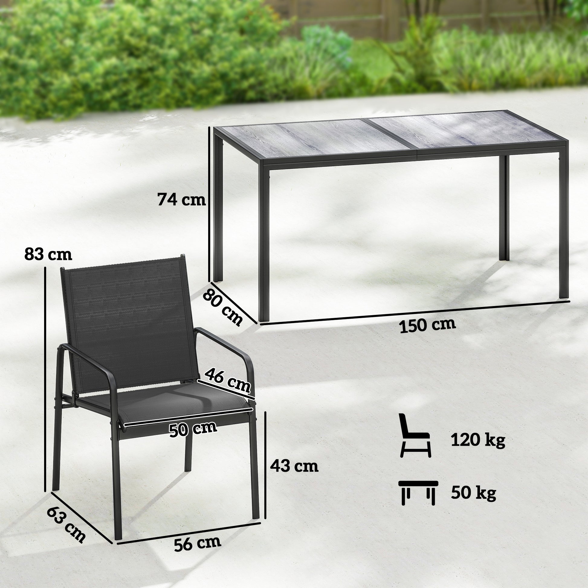 Outsunny Conjunto De Mesa Y Sillas Jardín De 7 Piezas_2