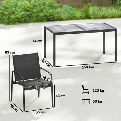 Outsunny Conjunto De Mesa Y Sillas Jardín De 7 Piezas_2