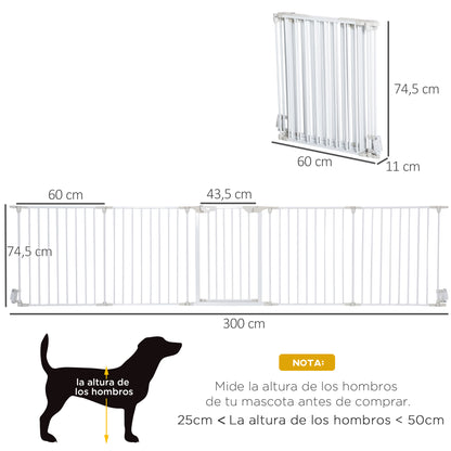 Pawhut Barrera De Seguridad 300 Cm Parque Para Perros De 5 Paneles Blanco_2
