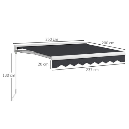 Outsunny Toldo Eléctrico Retráctil Y Manual 2,5x2 M Con Mando A Distancia Gris_2