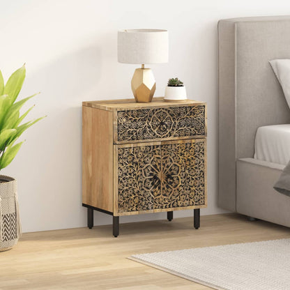 Mesita De Noche Madera Maciza De Mango 50x33x60 Cm_1