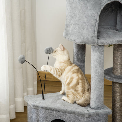 Pawhut Árbol Rascador Para Gatos 60x40x133cm Con Nido Cueva De Fieltro Extraíble_4