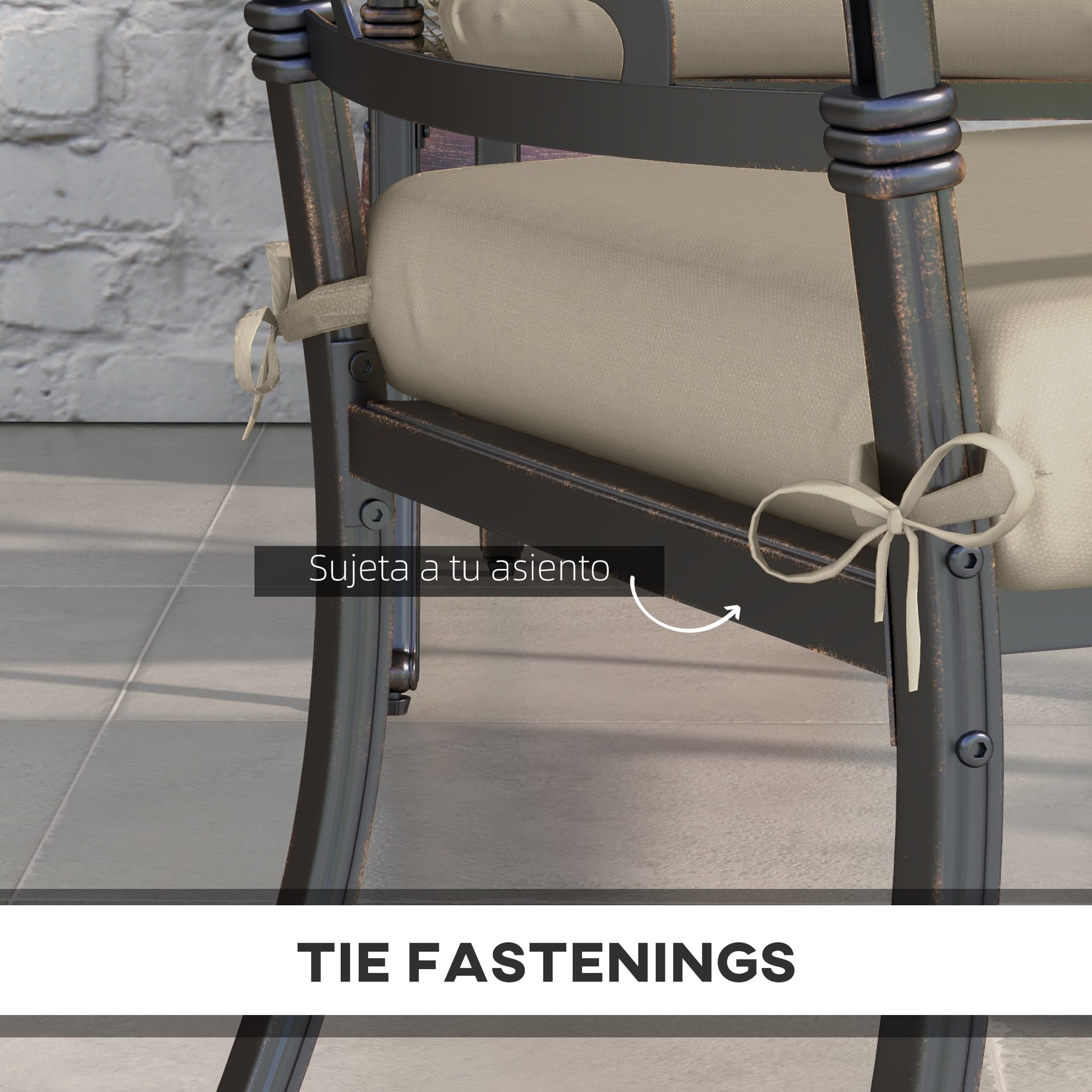 Outsunny Conjunto De Cojines Para Sillas De Comedor 47x47x7 Cm Beige_4