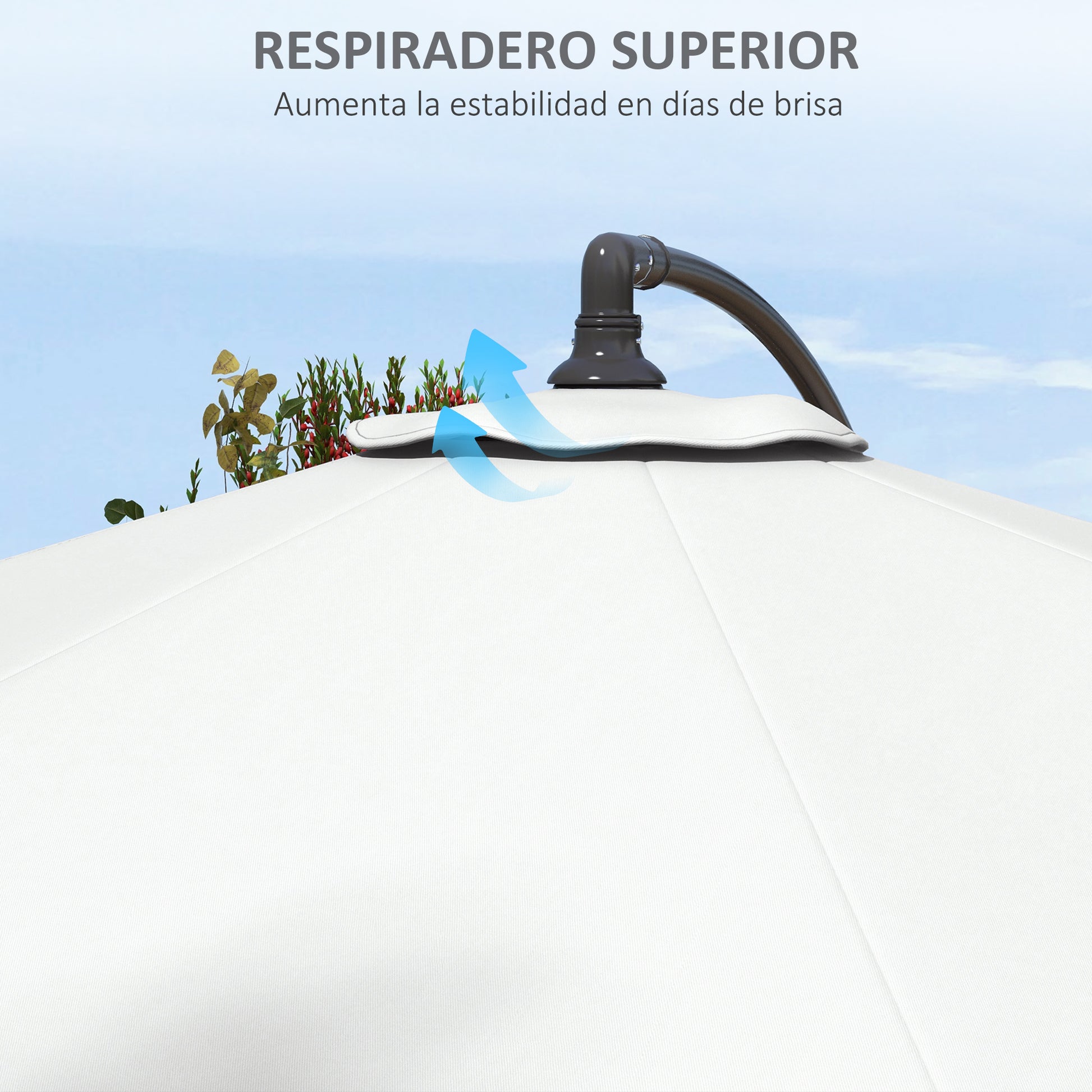 Outsunny Toldo De Recambio De Sombrilla De 3 M Con Ventilación Superior Blanco_5