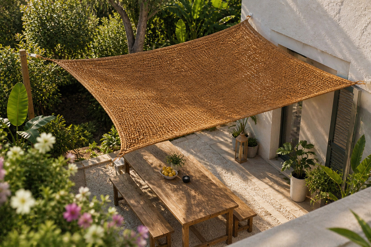 Toldo Vela Coco Natural 2x3 M 60% Ocultación Para Jardín Terraza Pérgola_1