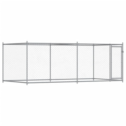 Jaula De Perros Con Puerta Acero Galvanizado Gris 4x2x1,5 M_0
