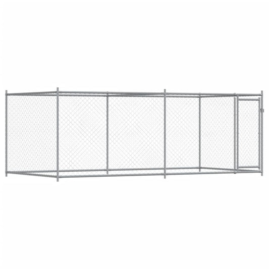 Jaula De Perros Con Puerta Acero Galvanizado Gris 4x2x1,5 M_0