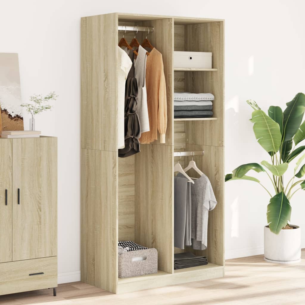 Armario Madera Contrachapada Color Roble Sonoma 100x50x200 Cm_2