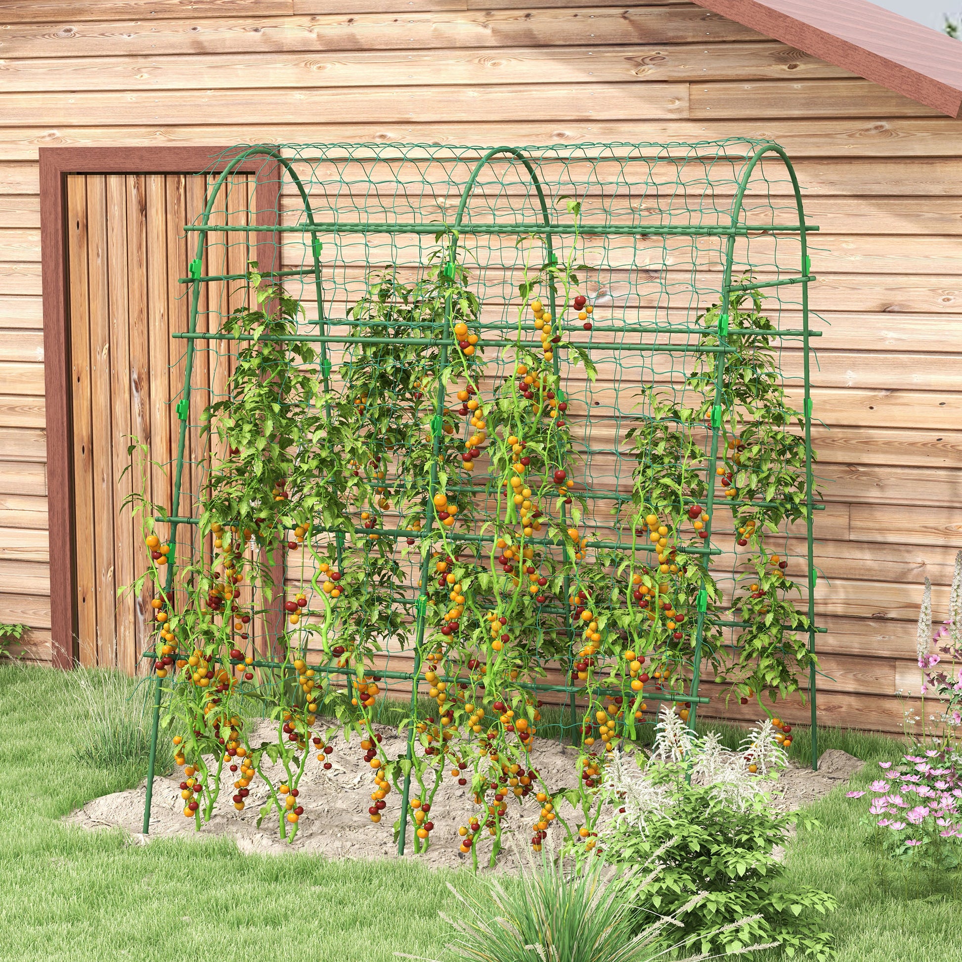 Outsunny Enrejado De Pepino 206 Cm Para Plantas Trepadoras Al Aire Libre Verde_1