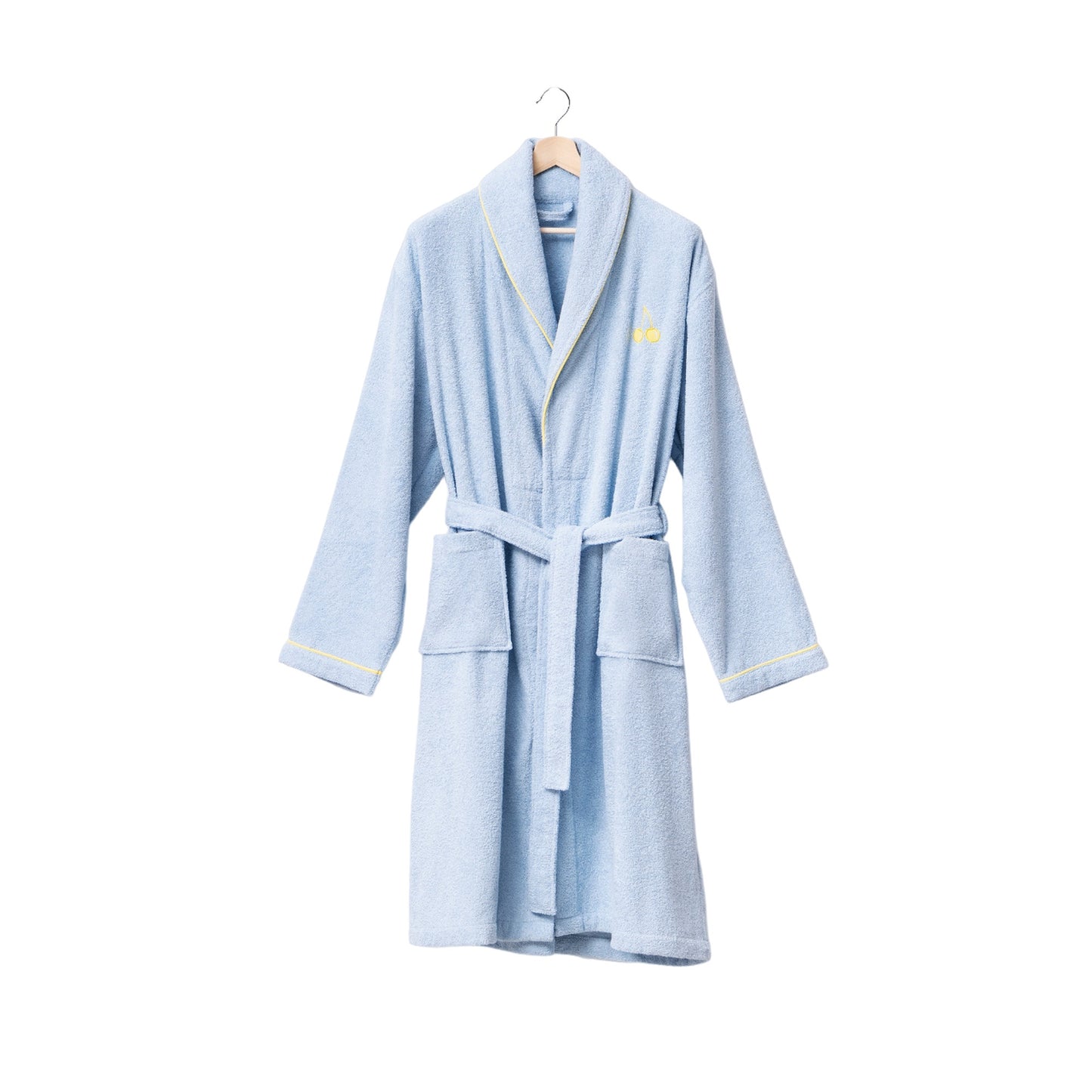 Albornoz L/xl 380gsm 100%algodon Azul Con Cereza Amarilla Benetton Fruits Be_1