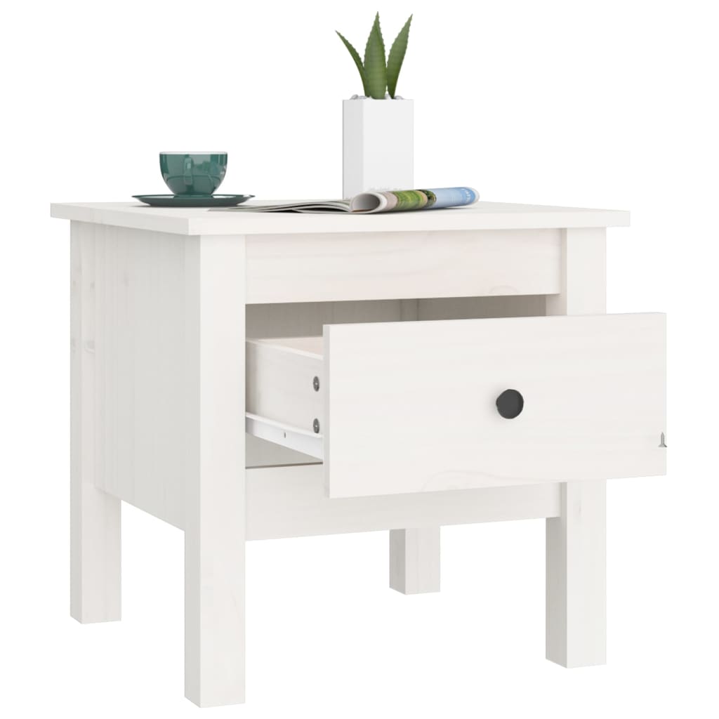 Mesa Auxiliar De Madera Maciza De Pino Blanco 40x40x39 Cm_3