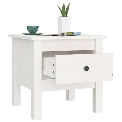 Mesa Auxiliar De Madera Maciza De Pino Blanco 40x40x39 Cm_3