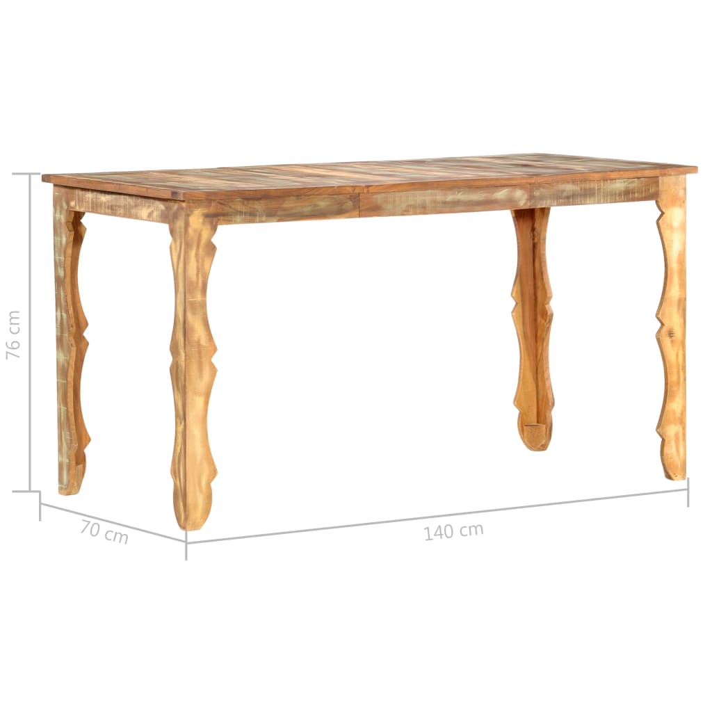 Mesa De Comedor De Madera Maciza Reciclada 140x70x76 Cm_2