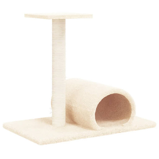 Vidaxl Poste Rascador Para Gatos Con Túnel Crema 60x34,5x50 Cm_0