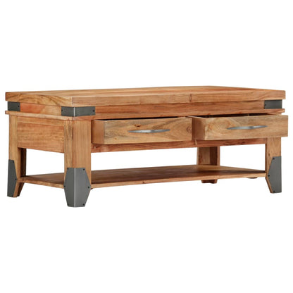 Mesa De Centro De Madera Maciza De Acacia 110x52x45 Cm_2