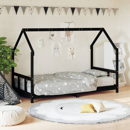 Vidaxl Estructura De Cama Para Niños Madera De Pino Negro 90x190 Cm_1
