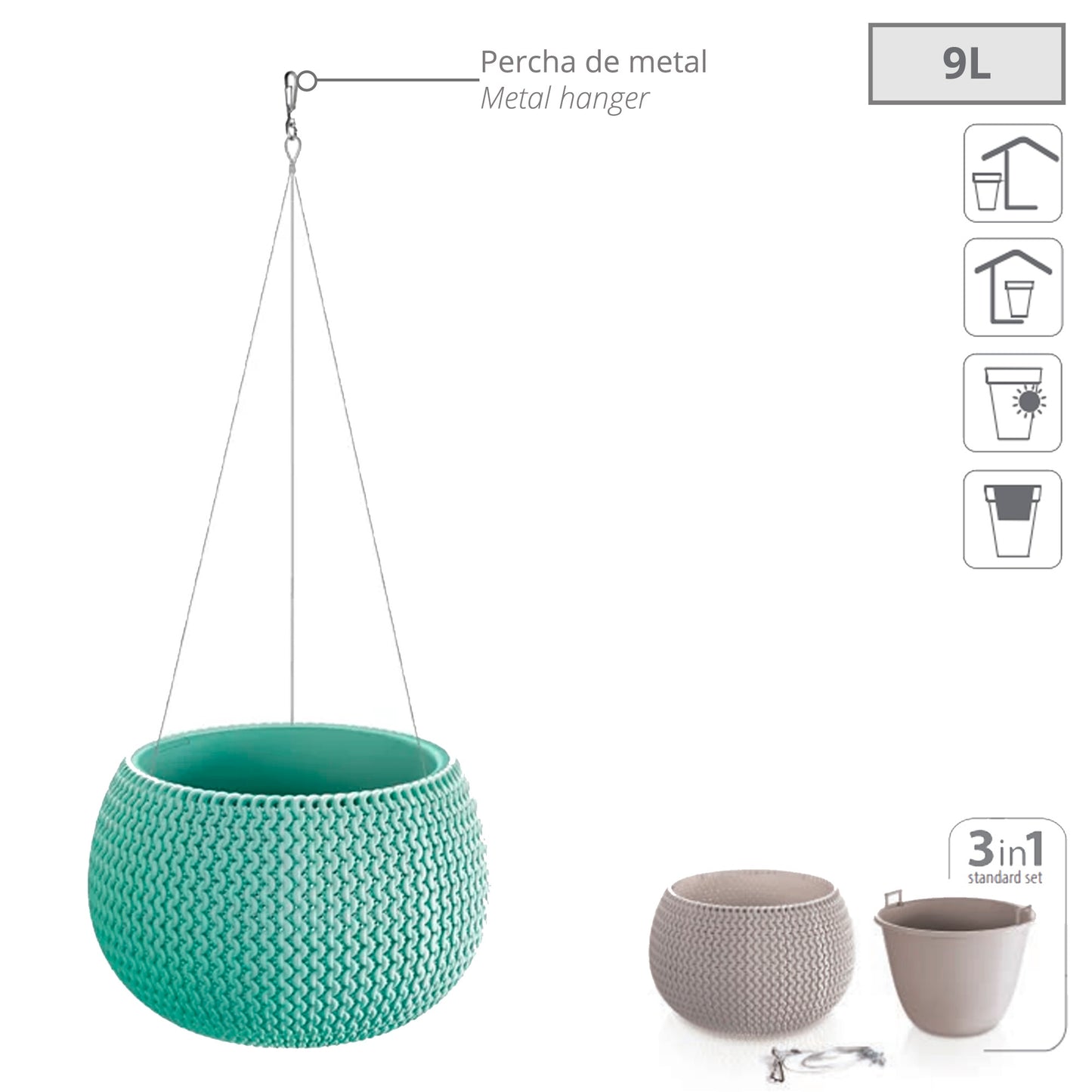 Maceta Splofy Bowl Ws 9l., Con Depósito, Dimensiones (mm) 370x370x218, Color Azul Claro_2