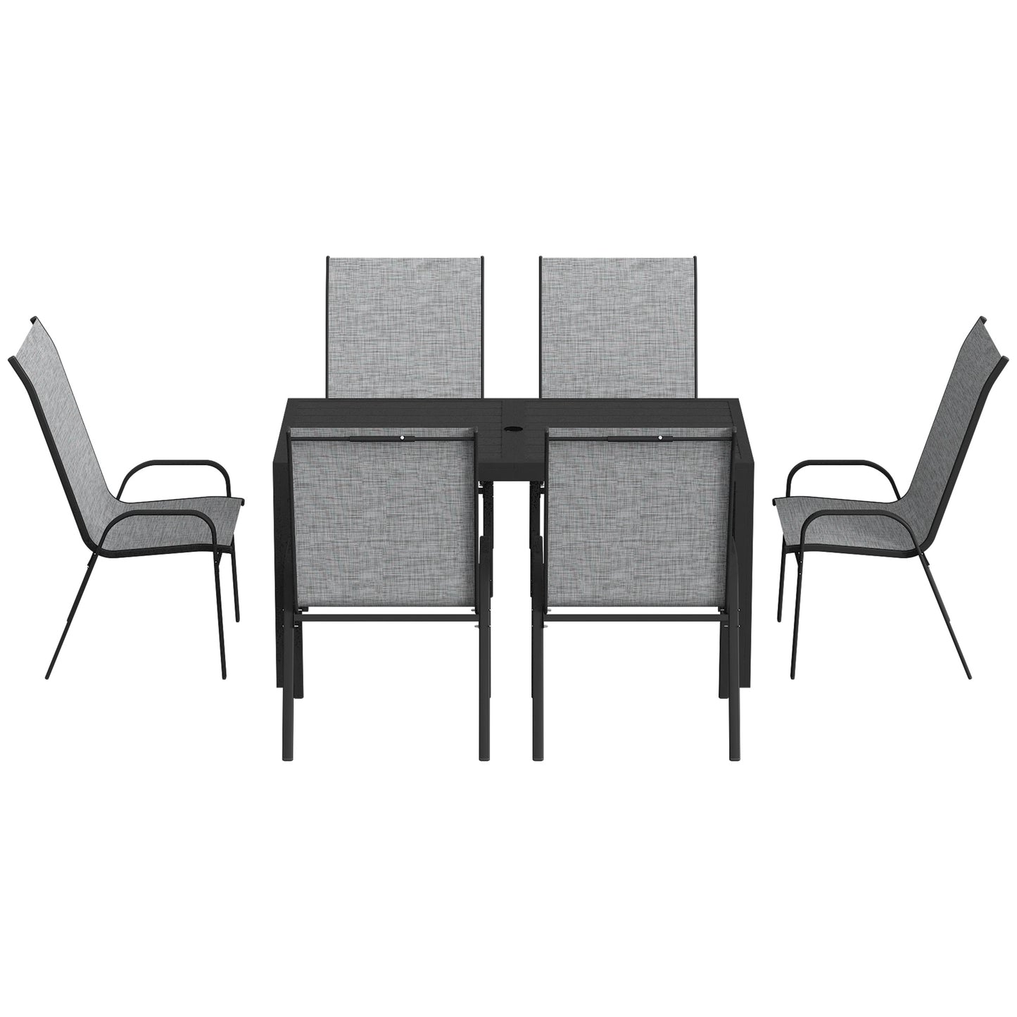 Outsunny Conjunto De Mesa Y Sillas Jardín De 7 Piezas Con Sillas Transpirables_4