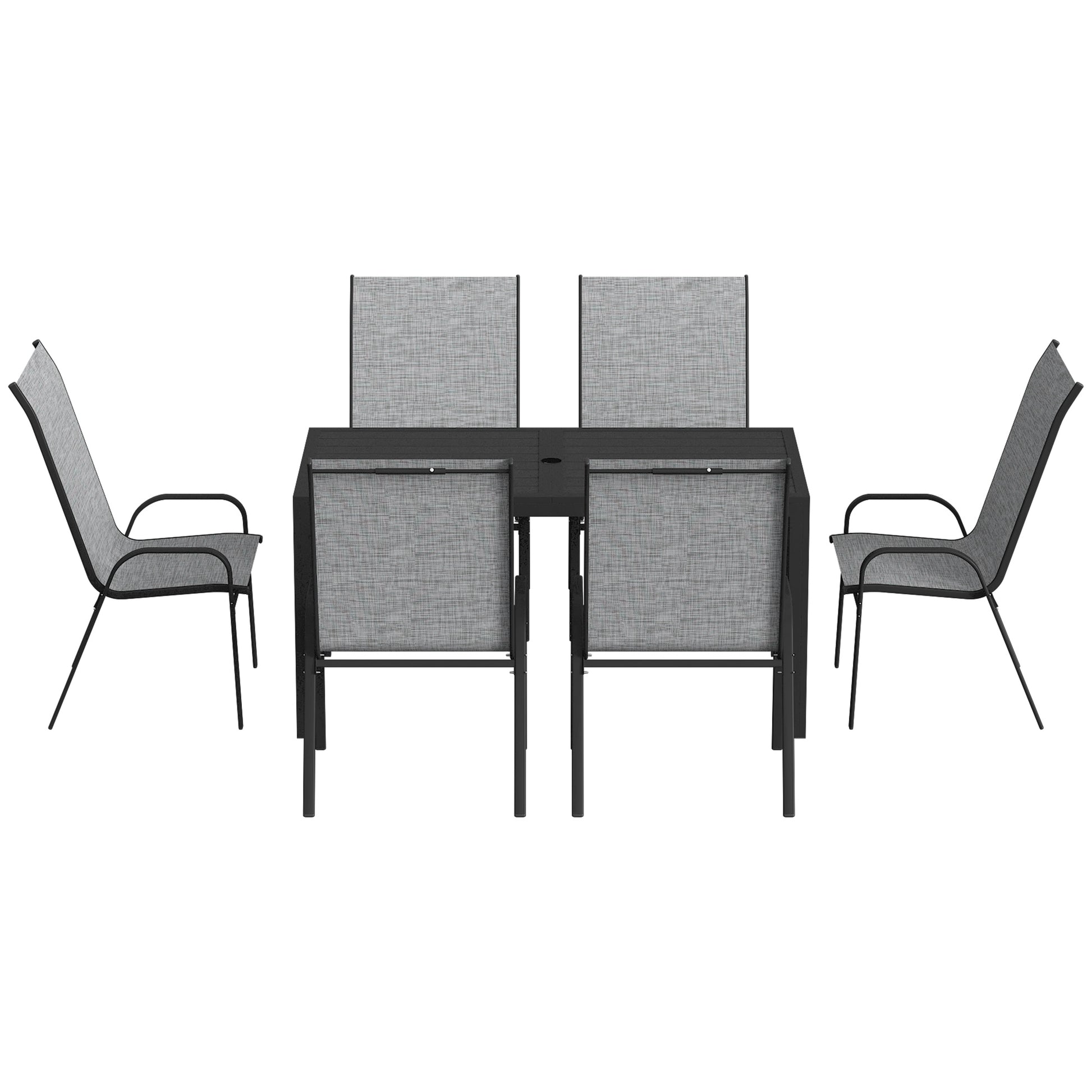 Outsunny Conjunto De Mesa Y Sillas Jardín De 7 Piezas Con Sillas Transpirables_4