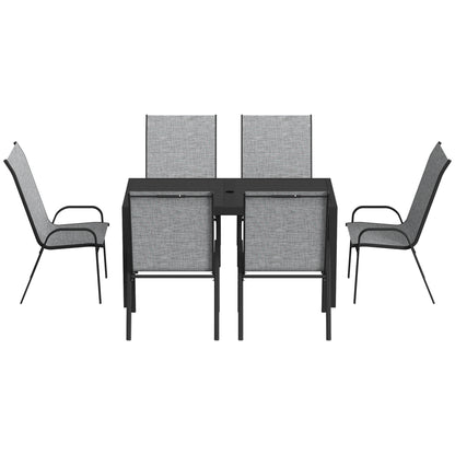 Outsunny Conjunto De Mesa Y Sillas Jardín De 7 Piezas Con Sillas Transpirables_4