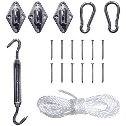 Outsunny Kit De Montaje Para Toldo Vela Fijación Accesorios Cuerda Gancho Acero_0