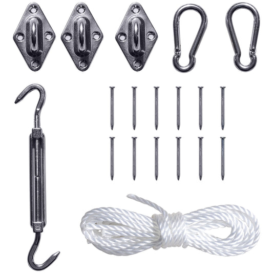 Outsunny Kit De Montaje Para Toldo Vela Fijación Accesorios Cuerda Gancho Acero_0