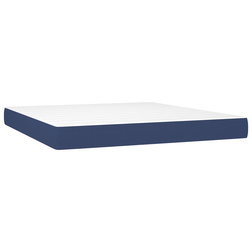 Cama Box Spring Con Colchón Y Led Tela Azul 160x200 Cm / Vetonek_3