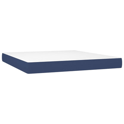 Cama Box Spring Colchón Y Luces Led Tela Azul 180x200 Cm / Vetonek_3