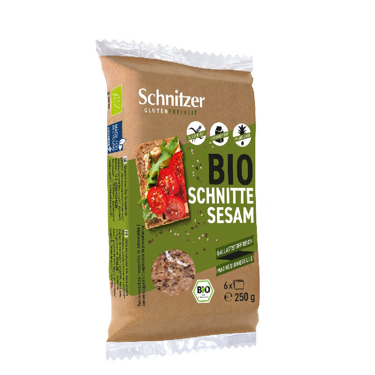 Pan fermentado de trigo sarraceno Sésamo Ecológico Sin gluten para tostadas Schnitzer 250 g