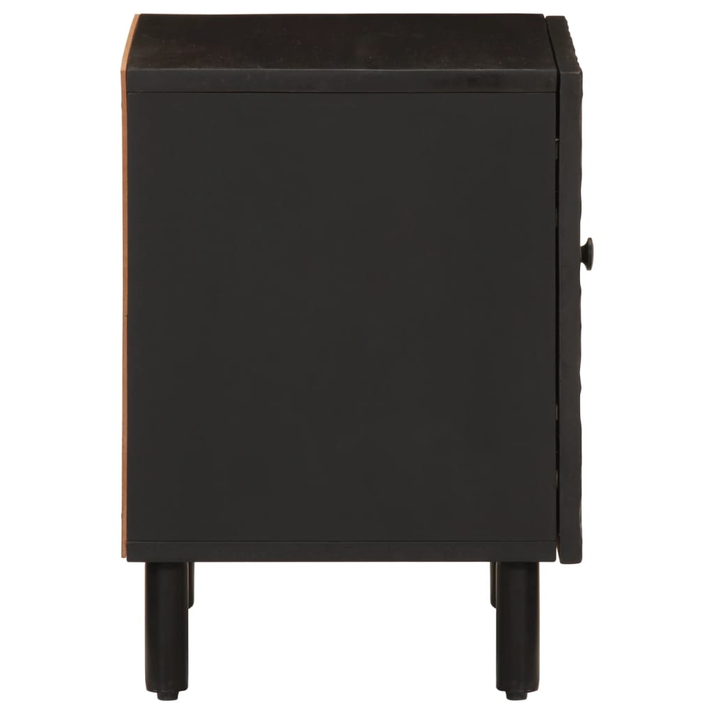 Mesita De Noche De Madera Maciza De Mango Negra 40x33x46 Cm_2