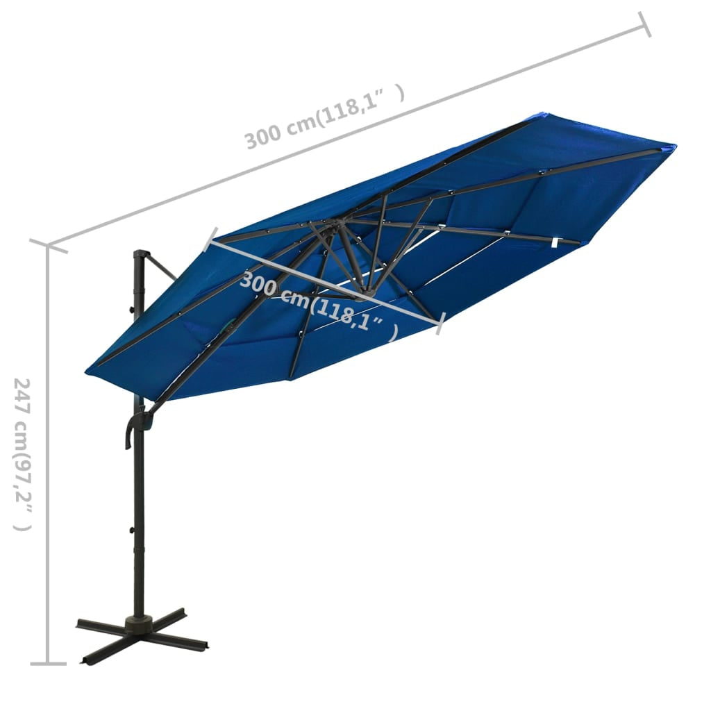Vidaxl Sombrilla Jardín De 4 Niveles Palo Aluminio Azul Celeste 3x3 Cm_2
