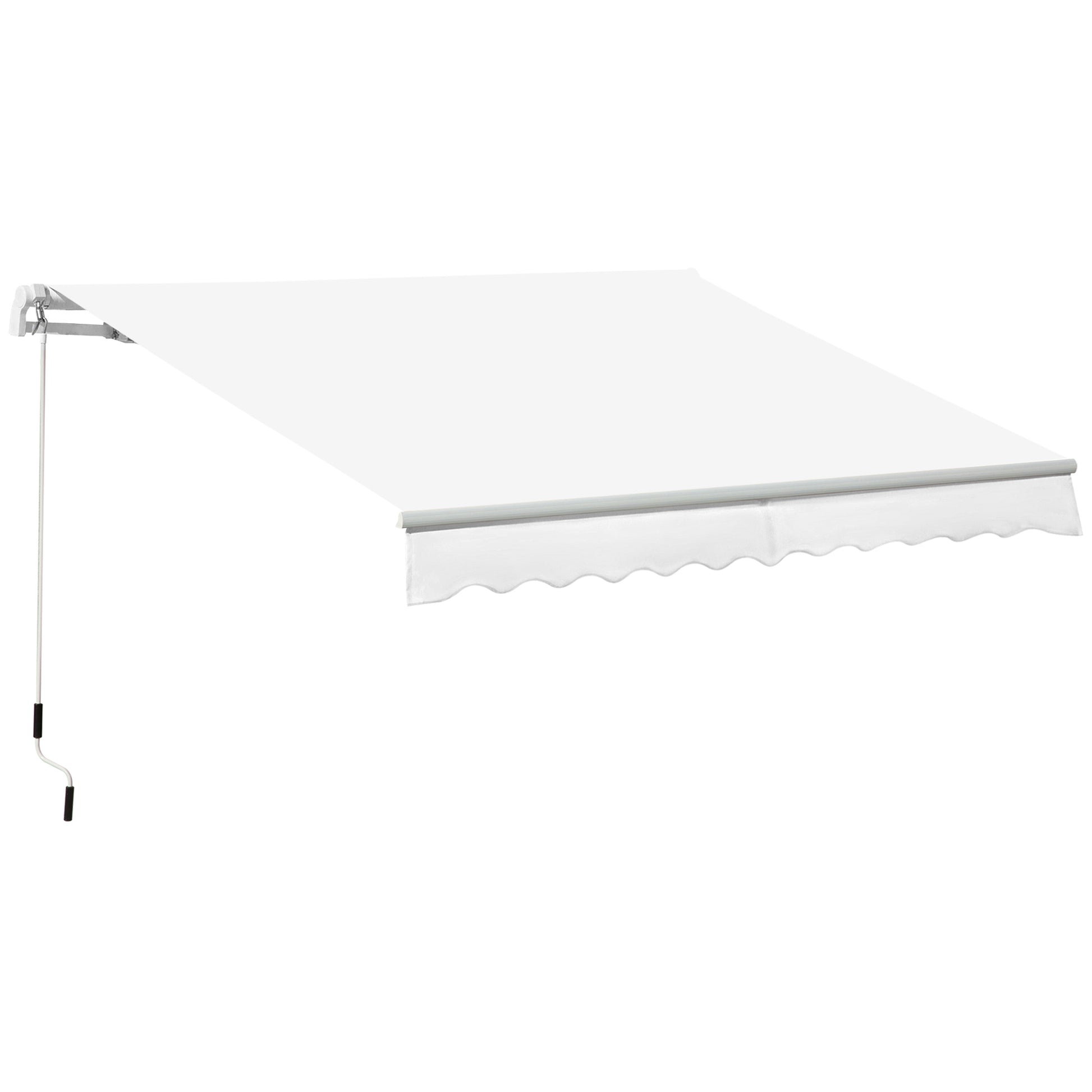 Outsunny Toldo Manual Plegable De Aluminio Con Manivela 3,5x2,5m Blanco_0