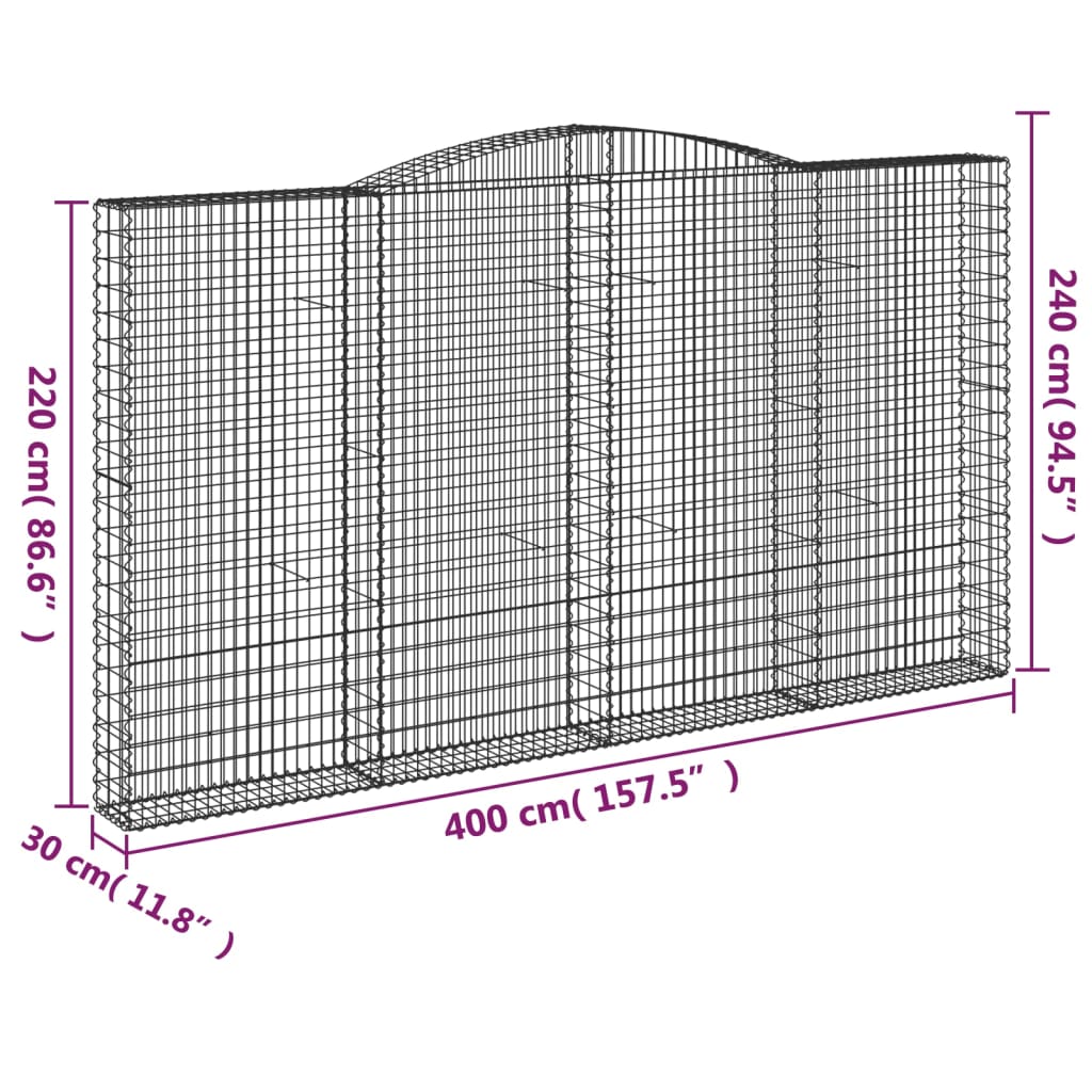 Cestas De Gaviones 6 Uds Forma De Arco Hierro 400x30x220/240 Cm_5